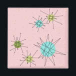 Roze Iconische atoomStarbursts Magnet<br><div class="desc">Dit roze iconische Atomic Starbursts Magnet patroon heeft iconische atoomstarbursts. Dat klopt! De oude school, First Lady Roze gekleurde achtergrond met gouden spikkels is de perfecte achtergrond voor de levendige turquoise, rustgevende selderij en kitschy peer groen gekleurde cirkels. De vlekken van kleur worden sporadisch geplaatst in verschillende maten met bedekkende...</div>
