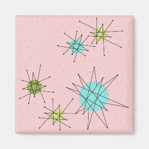 Roze Iconische atoomStarbursts Magnet