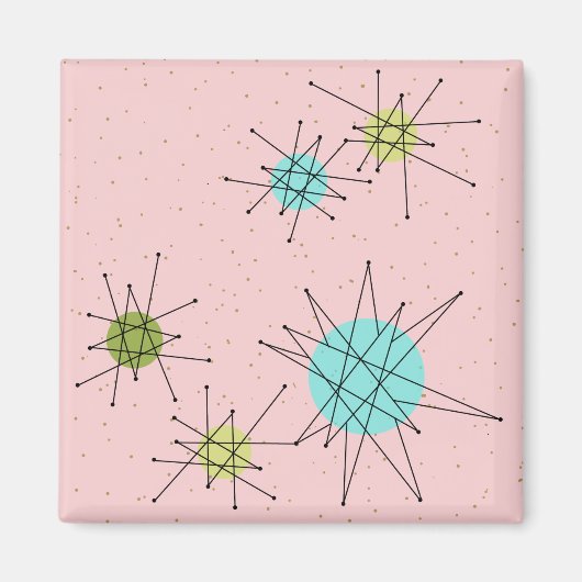 Roze Iconische atoomStarbursts Magnet (Voorkant)
