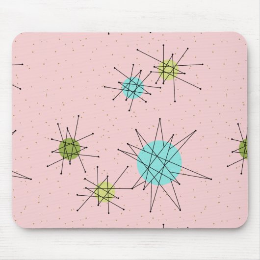 Roze Iconische atoomStarbursts Mousepad Muismat (Voorkant)
