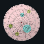 Roze Iconische atoomstartbarsten Dart Board Dartbord<br><div class="desc">Dit roze Iconische atoomstootpatroon van de Dart Board kenmerkt iconische atomaire sterrenbursts. Dat klopt! De oude school, First Lady Pink, met gouden gekleurde achtergrond, is de perfecte achtergrond voor de levendige turquoise, het verzachten van selderij en kitschy peren groene cirkels. De vlekken van kleur worden sporadisch geplaatst in diverse grootte...</div>