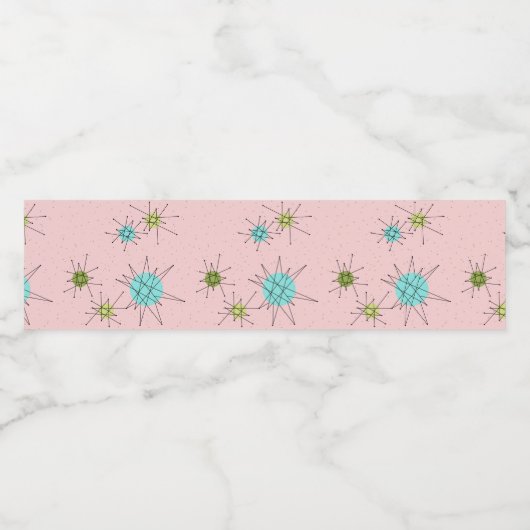 Roze Iconische atoomstookolie Etiket waterflesje (Enkel label)