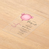 Roze iemand Beary Cute Balloon Baby shower Acryl Uitnodigingen (Laagn)