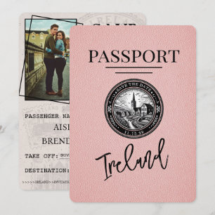 Roze Ierland Paspoort Bewaar de datum Save The Date