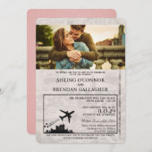 Roze Ierland Paspoort bruiloft uitnodiging (Voorkant / Achterkant)