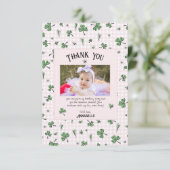 Roze Ierse Klavers en Harten Kids Verjaardag Bedankkaart (Staand voorkant)