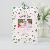 Roze Ierse Klavers en Harten Kids Verjaardag Bedankkaart (Staand voorkant)