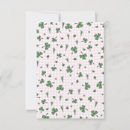 Roze Ierse Klavers en Harten Kids Verjaardag Bedankkaart (Achterkant)