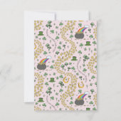 Roze Ierse Regenboog Klavers & Hartjes Kinderverja Bedankkaart (Achterkant)