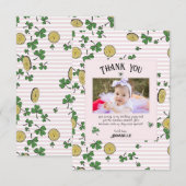 Roze Ierse Shamrocks en Lucky Coins Kinderverjaard Bedankkaart (Voorkant / Achterkant)