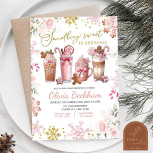 Roze Iets Zoets Brouwt Koffie Baby Meisje Kaart