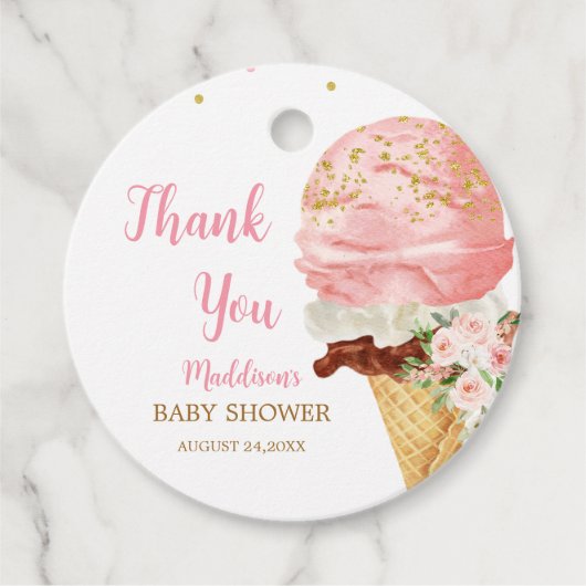Roze Ijs Baby Shower Bedankjes Labels (Voorkant)