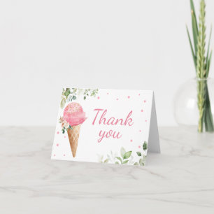 Roze Ijs Baby Shower Bedankkaart