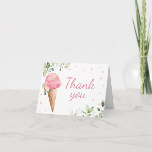 Roze Ijs Baby Shower Bedankkaart (Voorkant)