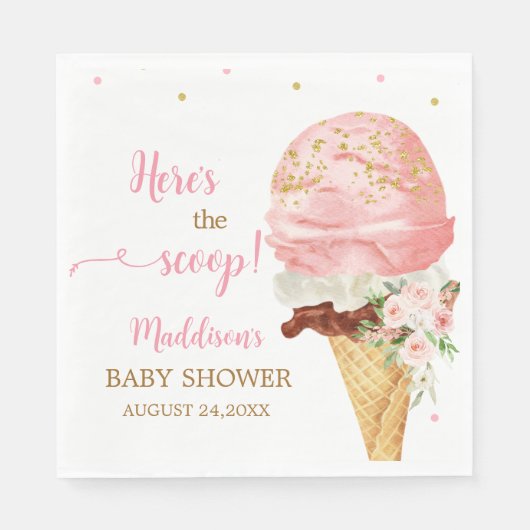 Roze Ijs Baby Shower Servet (Voorkant)