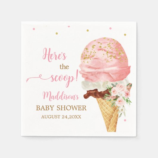 Roze Ijs Baby Shower Servet (Voorkant)