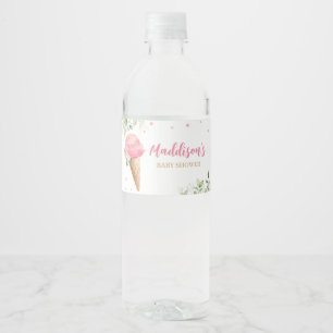 Roze Ijs Baby Shower  Waterfles Etiket