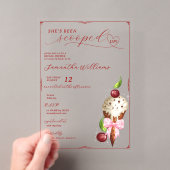 Roze Ijs Cherry Rode Bruiloft Uitnodiging (Insitu (Draagbaar))