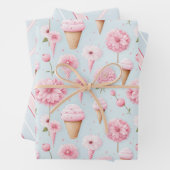 Roze Ijs en Bloemen Cadeau Wrapping Paper (In situ)