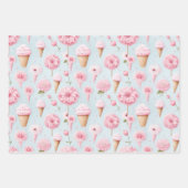 Roze Ijs en Bloemen Cadeau Wrapping Paper (Voorkant)