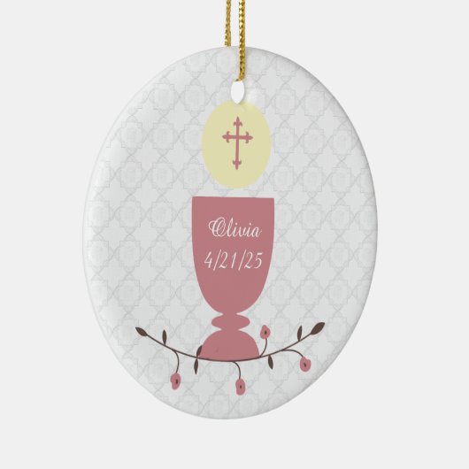 Roze ijs en kant keramisch ornament (Rechts)