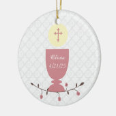 Roze ijs en kant keramisch ornament (Links)