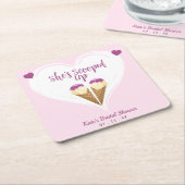 Roze Ijs Hart Bruiloft Feest Kartonnen Onderzetters (Schuin)