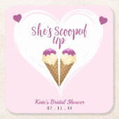 Roze Ijs Hart Bruiloft Feest Kartonnen Onderzetters (Voorkant)