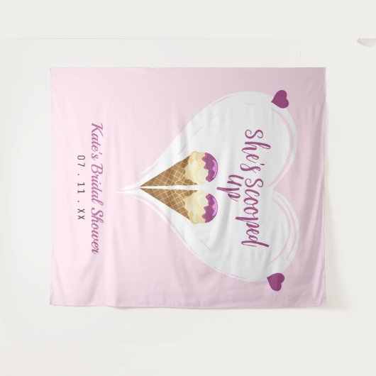 Roze Ijs Hart Bruiloft Feestje Opgehaald Wandkleed (Voorkant (horizontaal))