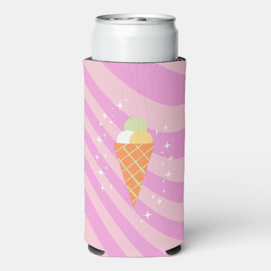 Roze ijs, Ice Cream Art, Preppy, Preppy Art Seltzer Blikjeskoeler (Seltzer Achterkant)