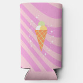 Roze ijs, Ice Cream Art, Preppy, Preppy Art Seltzer Blikjeskoeler (Achterkant)