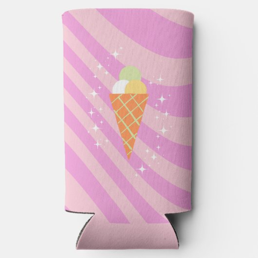 Roze ijs, Ice Cream Art, Preppy, Preppy Art Seltzer Blikjeskoeler (Achterkant)
