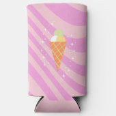 Roze ijs, Ice Cream Art, Preppy, Preppy Art Seltzer Blikjeskoeler (Voorkant)