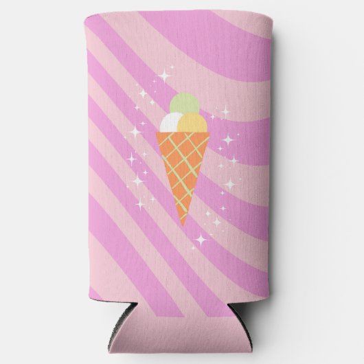 Roze ijs, Ice Cream Art, Preppy, Preppy Art Seltzer Blikjeskoeler (Voorkant)