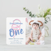 Roze IJs Meisje Foto 1e verjaardag Kaart (Staand voorkant)