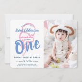 Roze IJs Meisje Foto 1e verjaardag Kaart (Voorkant)