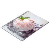 Roze ijs met Lila bloemen en groene munt Notitieboek (Linkerzijde)