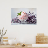 Roze ijs met Lila bloemen en groene munt Poster (Keuken)