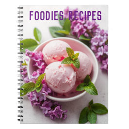 Roze ijs met lila bloemen Foodies Recepten Notitieboek