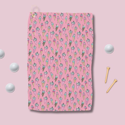 Roze ijs patroon golfhanddoek