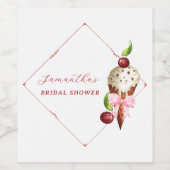 Roze Ijs Rode Kersen Gescoorde Bruidsdouche Wijn Etiket (Enkel label)