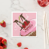 Roze Ijs Roze Kers Cupcake Monogram Servetten (Insitu)