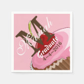 Roze Ijs Roze Kers Cupcake Monogram Servetten (Voorkant)