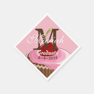 Roze Ijs Roze Kers Cupcake Monogram Servetten