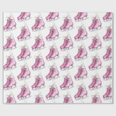 Roze IJs Schaatsen Kerst Cadeaupapier (Vlak)