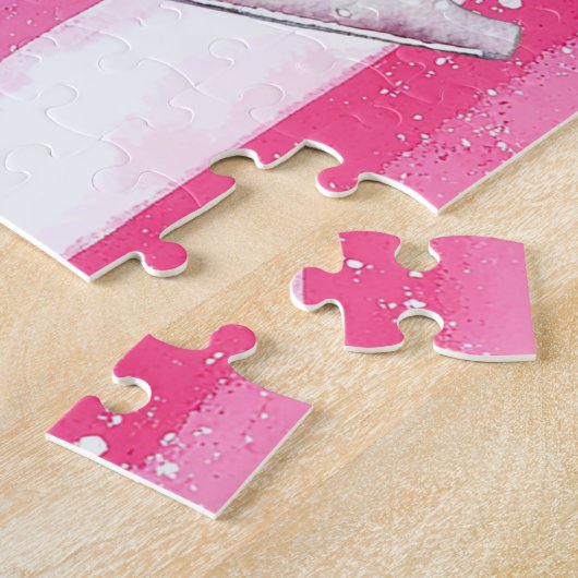 Roze IJs Schaatsen Kerst Legpuzzel (Zijkant)