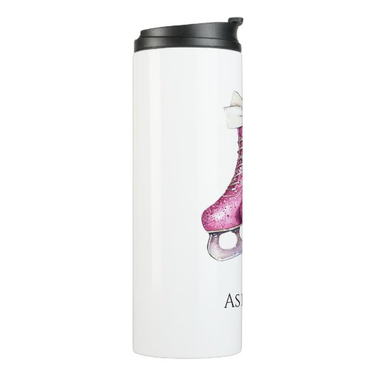 Roze IJs Schaatsen Kerst Thermosbeker (Gedraaid links)