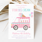 Roze ijs truck vierde verjaardag kaart