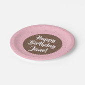 Roze Ijs Verjaardag Papieren Bordje (Gekanteld)