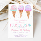 Roze ijs Vierde verjaardag Kaart